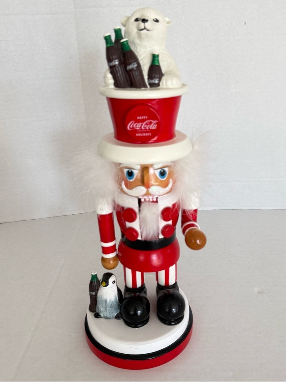 Kurt Adler Coca-Cola Hollywood Nutcracker with Polar Bear Hat 15-Inch - Picture 3 of 17